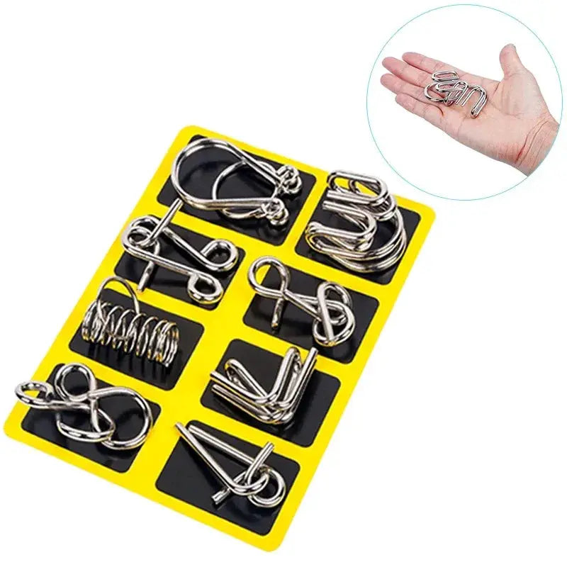 8 Pcs Metal Wire Puzzle Set For Adults IQ Logic Brain Teasers Focus Mind Training Montessori Challenging Puzzles