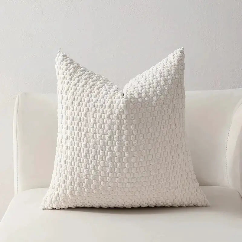 Soft velvet double-sided sofa cushion cover by Simples Market, white textured design