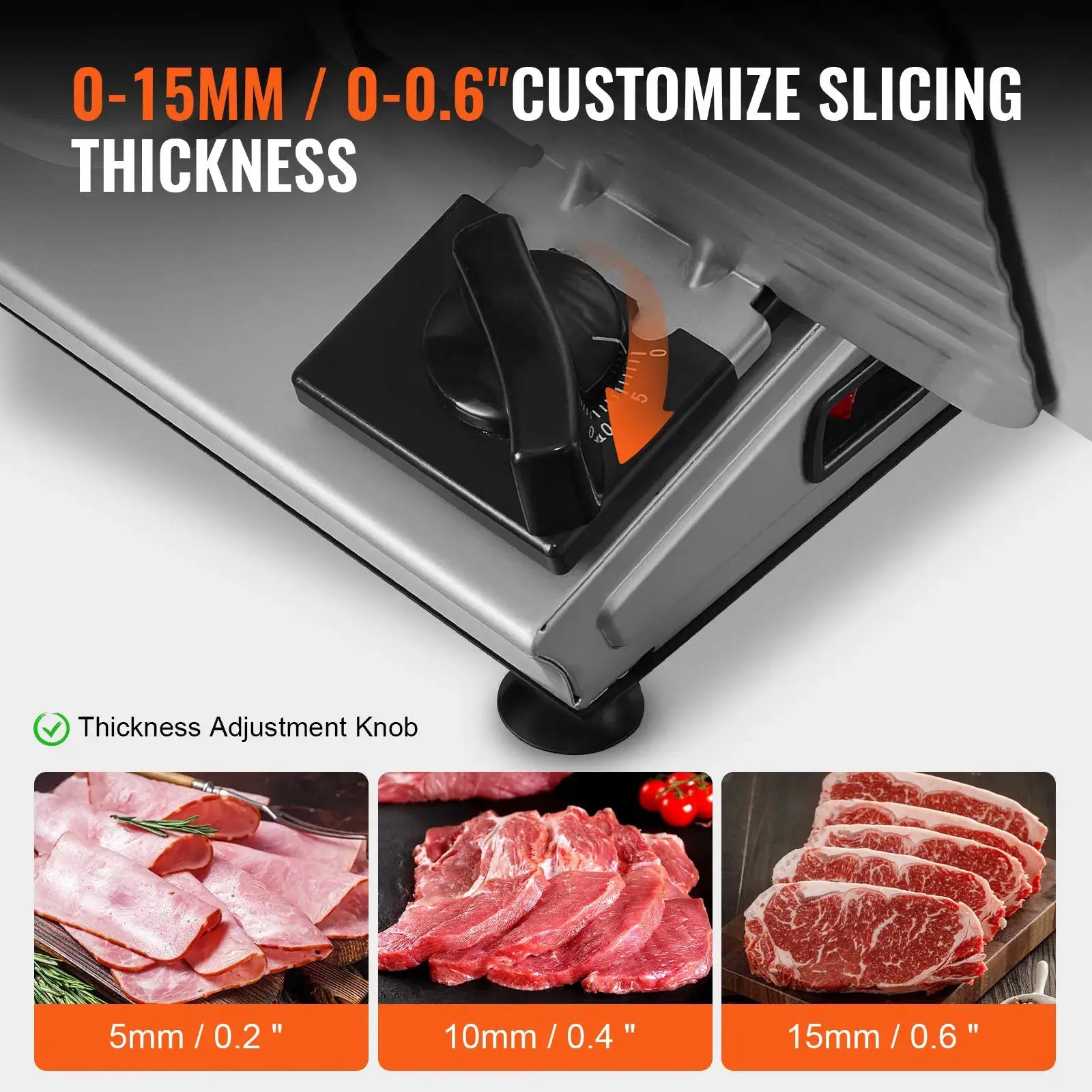 SucceBuy Electric Meat Slicer Deli SUS 420 Stainless Blade Thickness