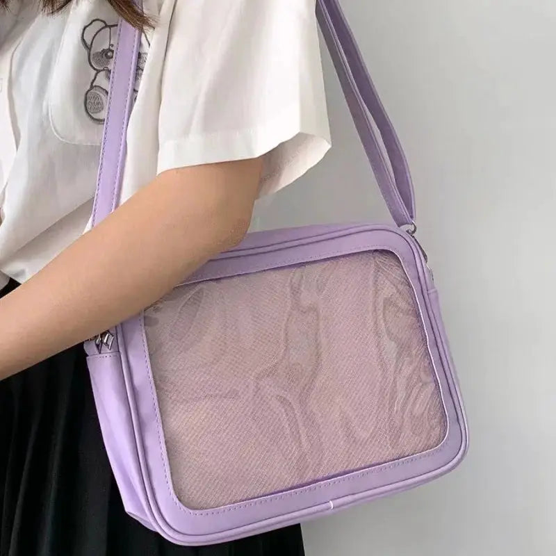 Transparent Itabag Crossbody Bag PU Leather JK Style Women Shoulder Bag Clear Bag For School And Everyday Use