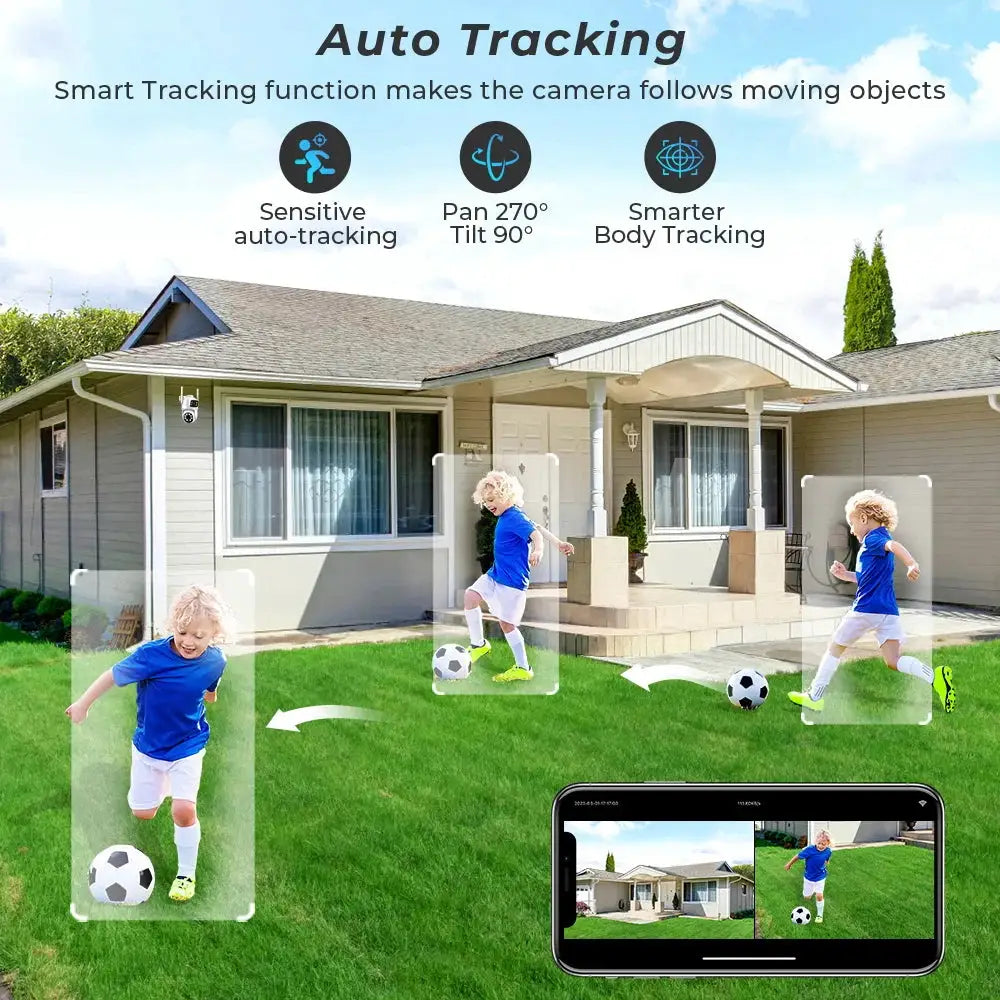 BESDER 4K WiFi outdoor security camera with dual lenses and PTZ.