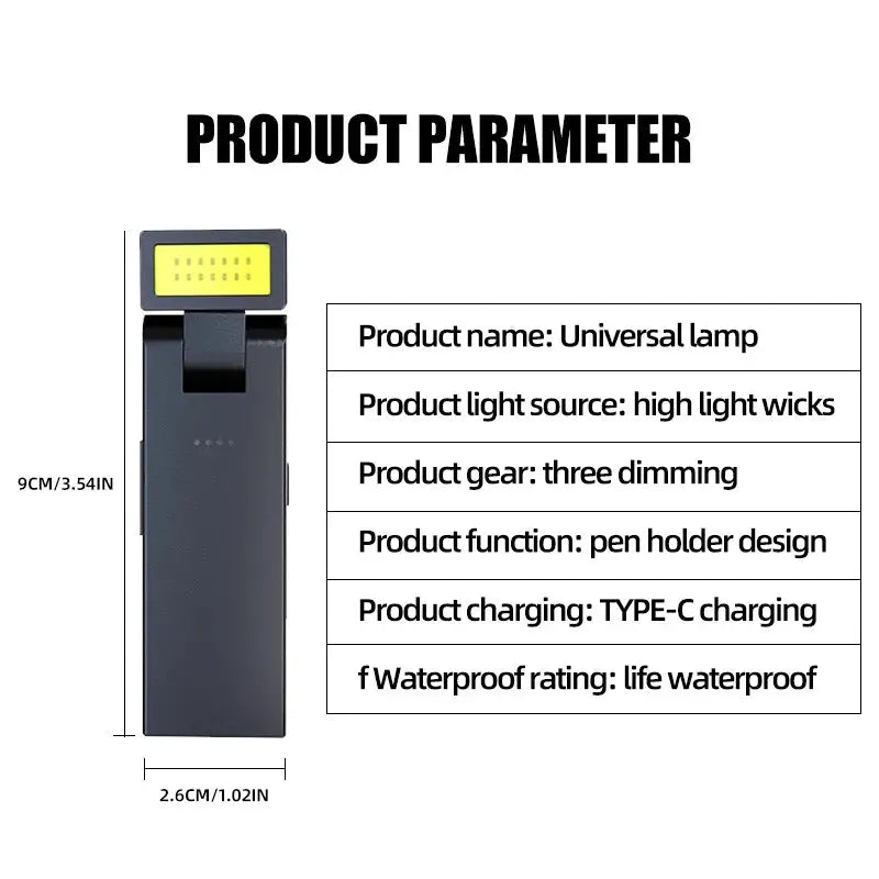 Magnetic Work Light Rechargeable COB Flashlight Type C Charging For Night Work Emergency Lighting And Portable Car Lamp