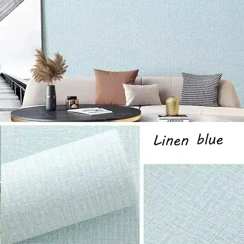 Self-adhesive linen blue 3D thickened thermal-insulation wallpaper for walls by Simples Market