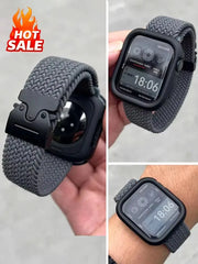 Parachute braided strap for Apple Watch, gray with black metal clasp — Simples Market