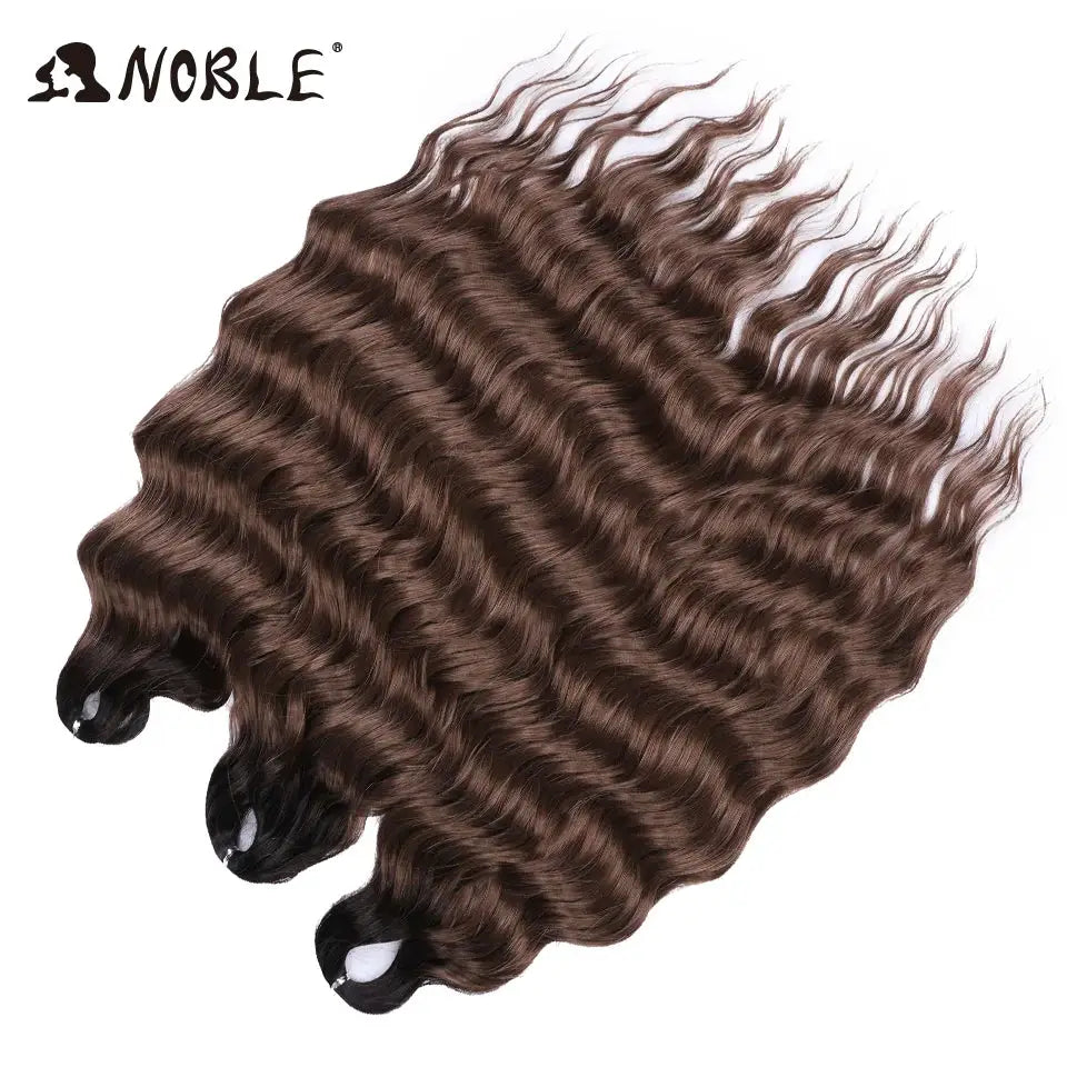 Noble hair extensions, three bundles of water-wave 24in braiding hair in ombre brown