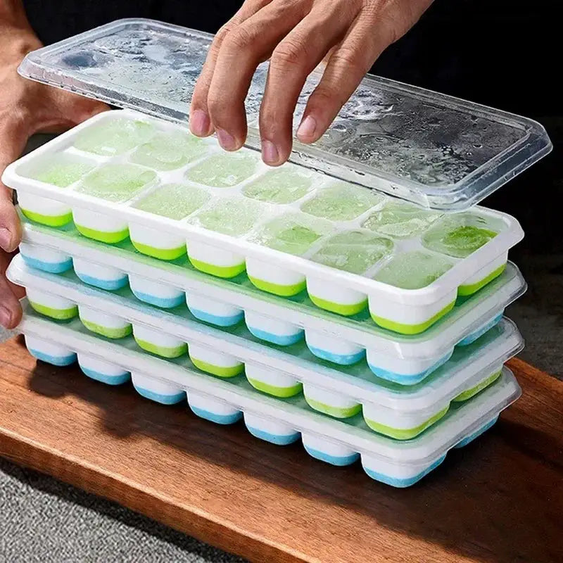 Silicone Ice Cube Tray With Lid Square 14 Cube Easy Release Ice Cube Molds For Summer Cocktails