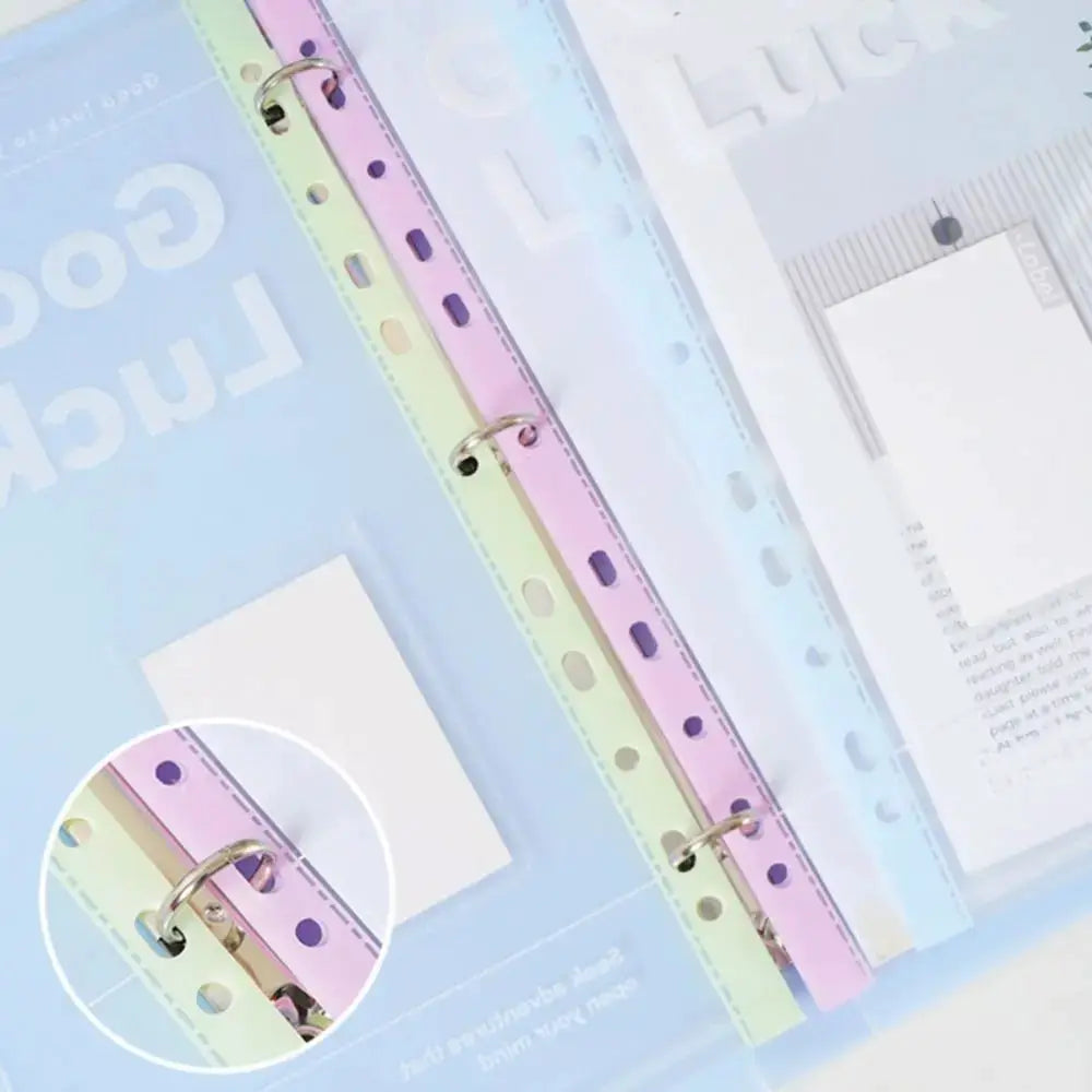 Simples Market A4 transparent loose-leaf file binder with pastel pink, green and blue rings