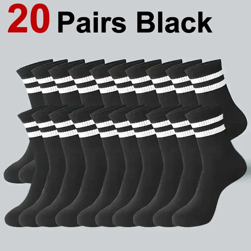Neutral Solid Color Crew Socks Pack 5 10 20 Pairs Breathable Sweat Absorbing All Season Polyester Elastane Blend