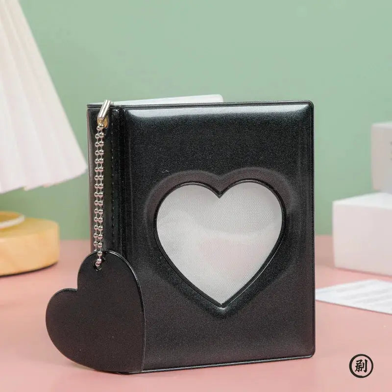 1 Piece 3 Inch Photocard Holder Heart Hollow Photo Album With 32 Pockets Card Binder For Mini Idol Pictures Storage Case