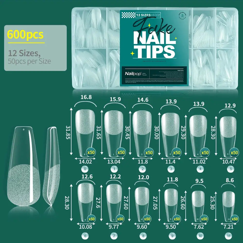 NailPop Soft Gel Nail Tips 600 Pcs Full Cover Coffin Almond Oval Shapes For Salon Quality At Home