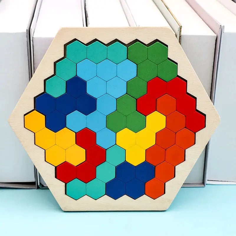 Colorful 3D Wooden Tangram Puzzle For Kids Educational Math Jigsaw Game Preschool Imagination Toys