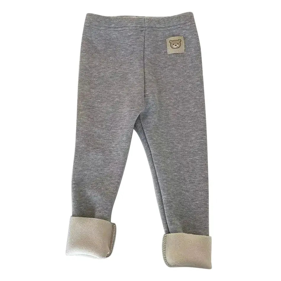 Sonkpuel Korean Autumn Winter Children Fleece Lined One Piece Pants Warm Cartoon Trousers For Boys And Girls