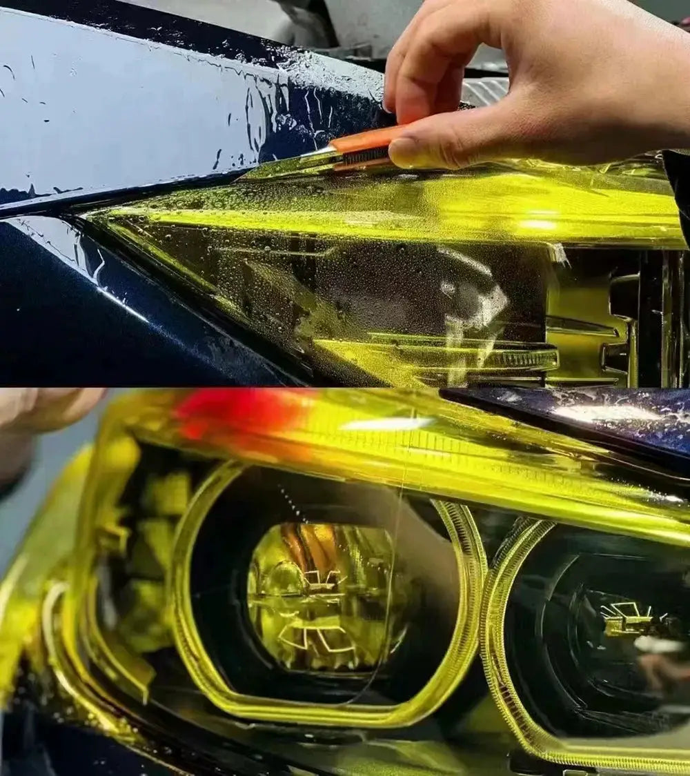 Yellow car headlight taillight tint vinyl film sheet by Simples Market, self-adhesive waterproof sticker