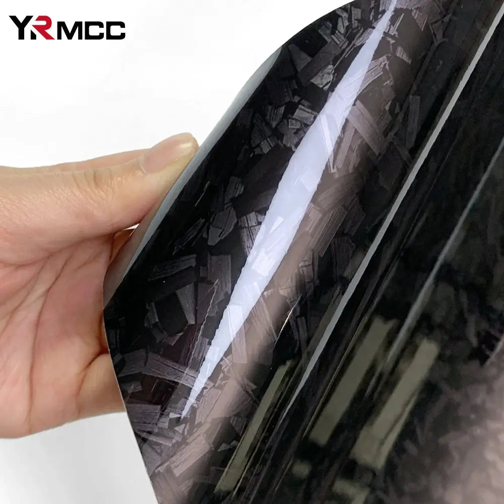Car carbon fiber vinyl wrap film, glossy black forged pattern, self-adhesive