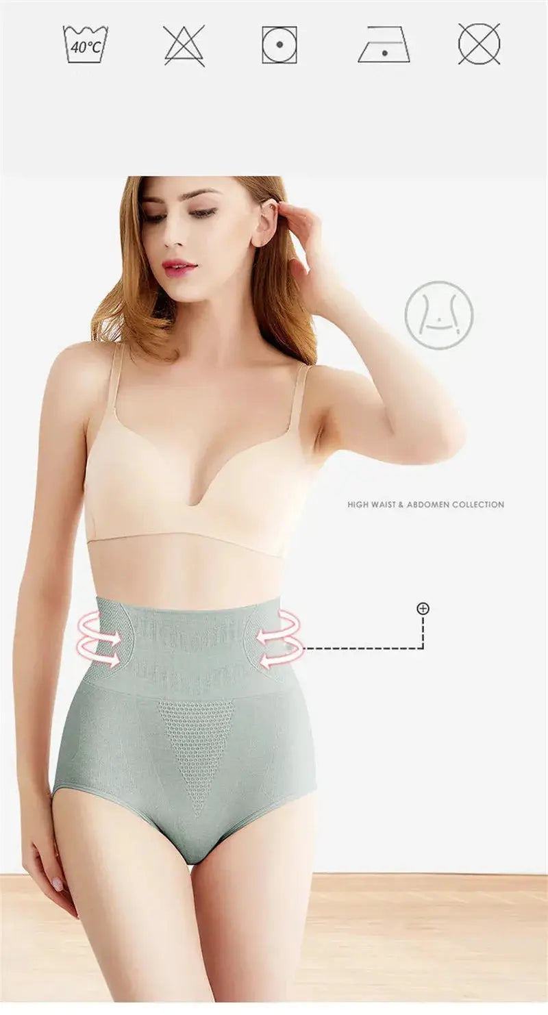 FINETOO high-waist shaping panties by Simples Market in gray, breathable tummy-control butt-lifter body shaper.