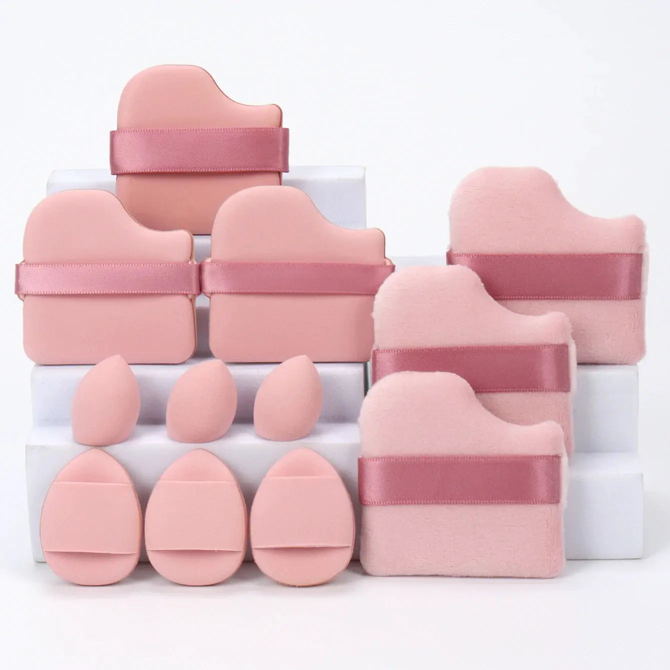 LuminaBeauty 12 Piece Makeup Sponge Set With Powder Puffs Mini Air Cushions Beauty Eggs And Sponges For Flawless Finish