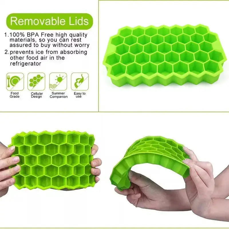 ChefCraft Honeycomb 37 Cube Lattice Ice Tray Without Lid For Quick Freezing And Easy Cleaning