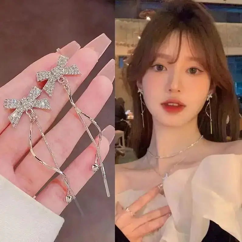 925 Silver Needle Heart Earrings For Women Korean Fashion Crystal Jewelry 2026 Trending Luxury Hoop Earrings