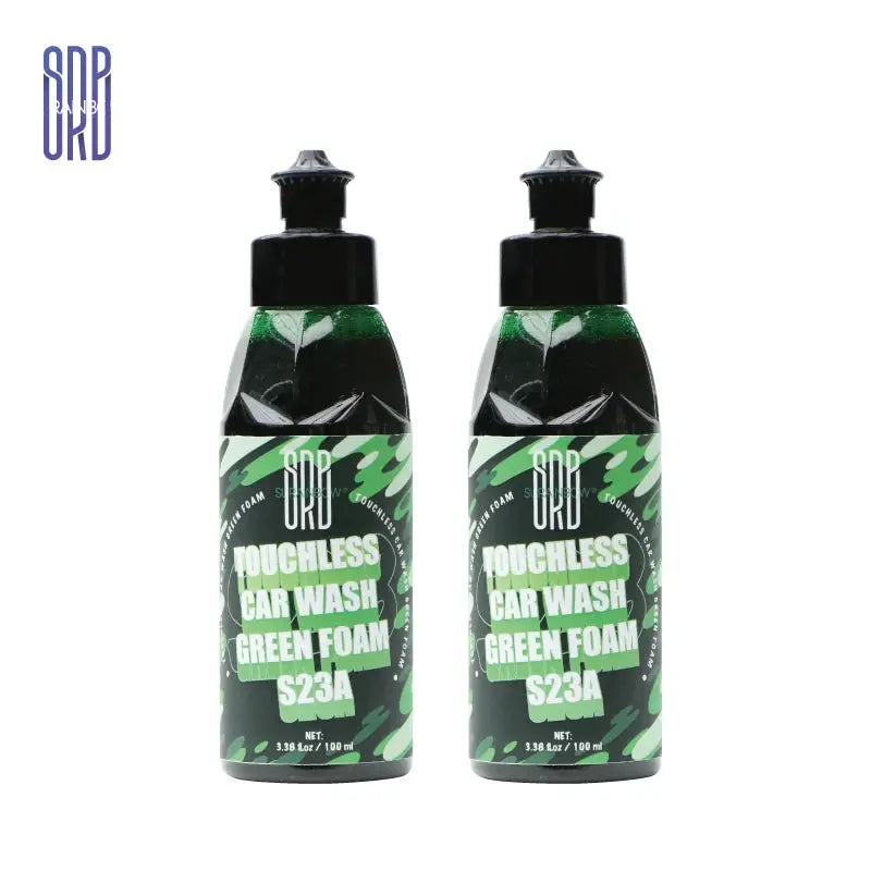 Two Green Foaming Car Wash Soap bottles by Simples Market (S23A) for foam cannons or bucket washes.