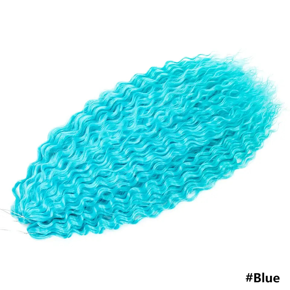 Ariel Curls water-wave crochet hair extensions in turquoise blue, synthetic curls