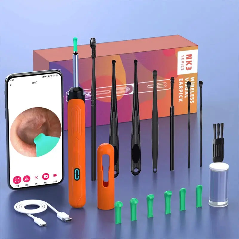 NK3 Pro Ear Cleaner With Camera Set 1296P HD Camera 360 Degree Wide Angle Lens For Precise Wax Removal