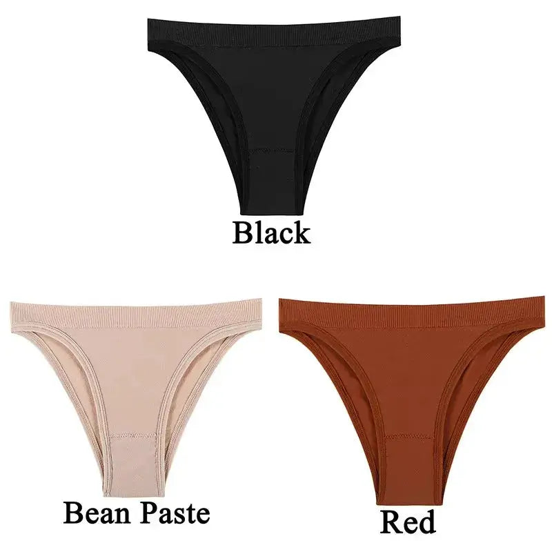 3-pack women's slimming high-waist tummy-control briefs in black, beige (bean paste), and red