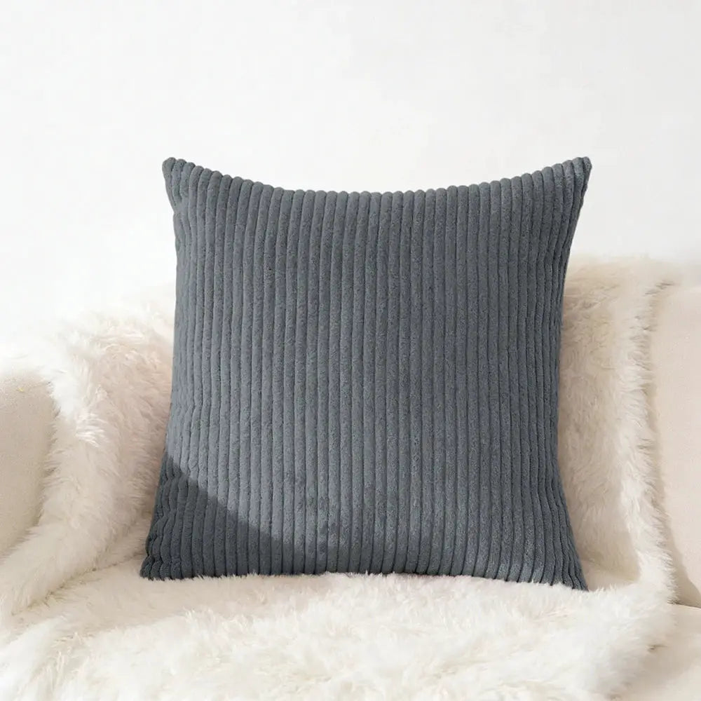 Corduroy pillow cover, slate gray-blue, 40x40 cm, plush cushion case