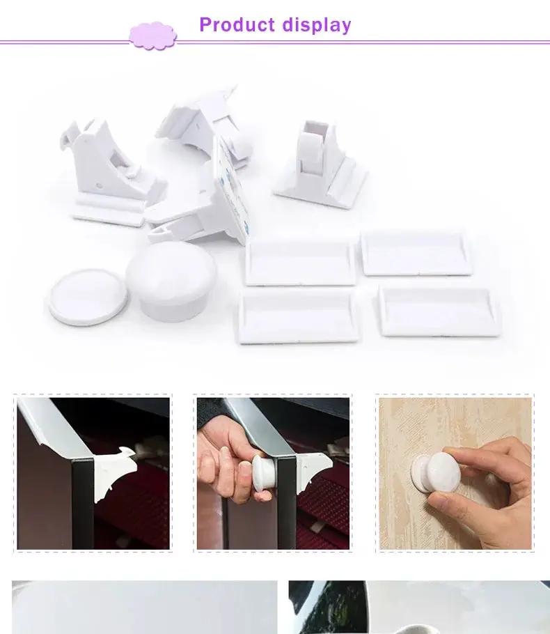 Simples Market baby safety lock set for cabinets and drawers; white magnetic latches and covers