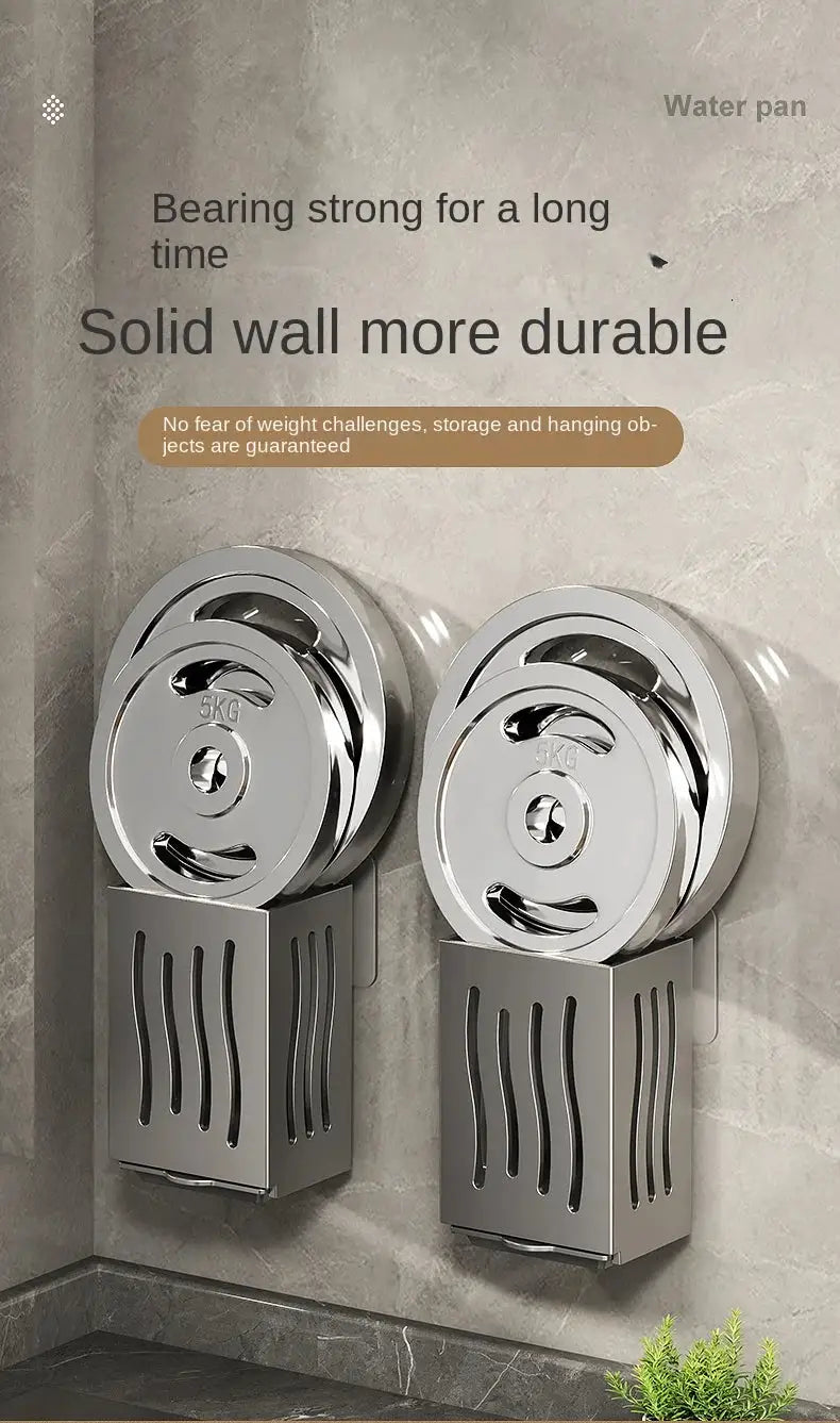 Chopsticks storage box wall-mounted utensil shelf; two chrome drainage baskets.