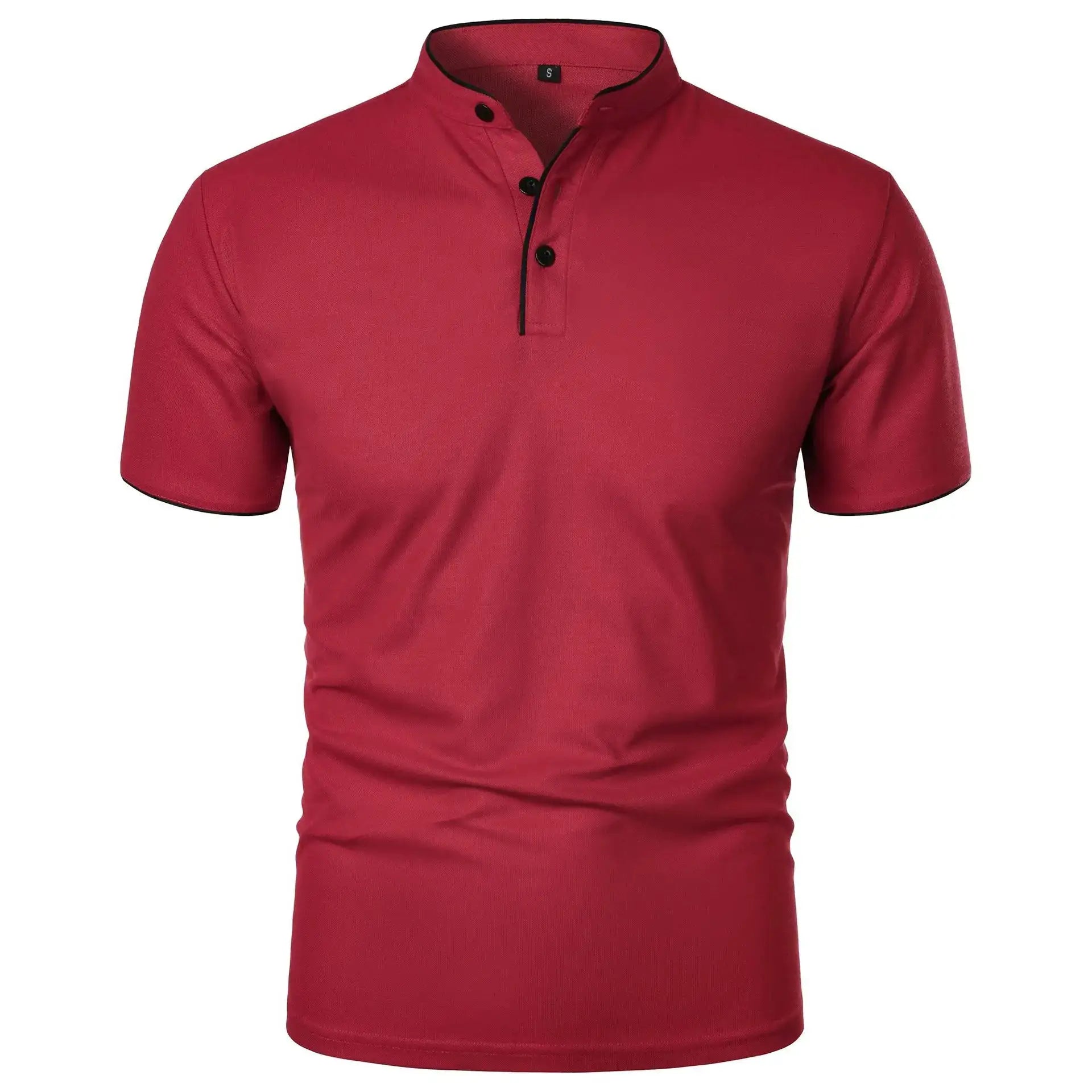 Summer Men Short Sleeve Collared Polo Shirt Breathable Solid Color Casual Loose Fit Splice Top