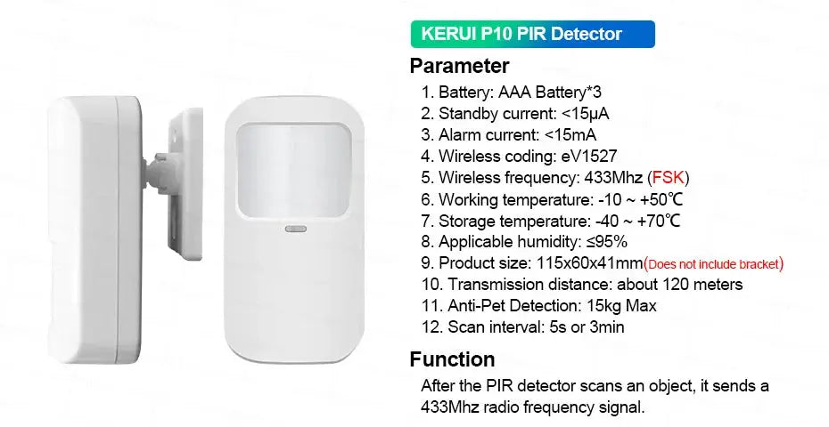 KERUI P10 PIR detector and white 7-inch IPS touchscreen home alarm panel (two devices)