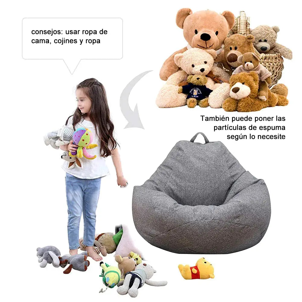 Lazy Sofas large gray bean bag cover by Simples Market for adults, filler not included.
