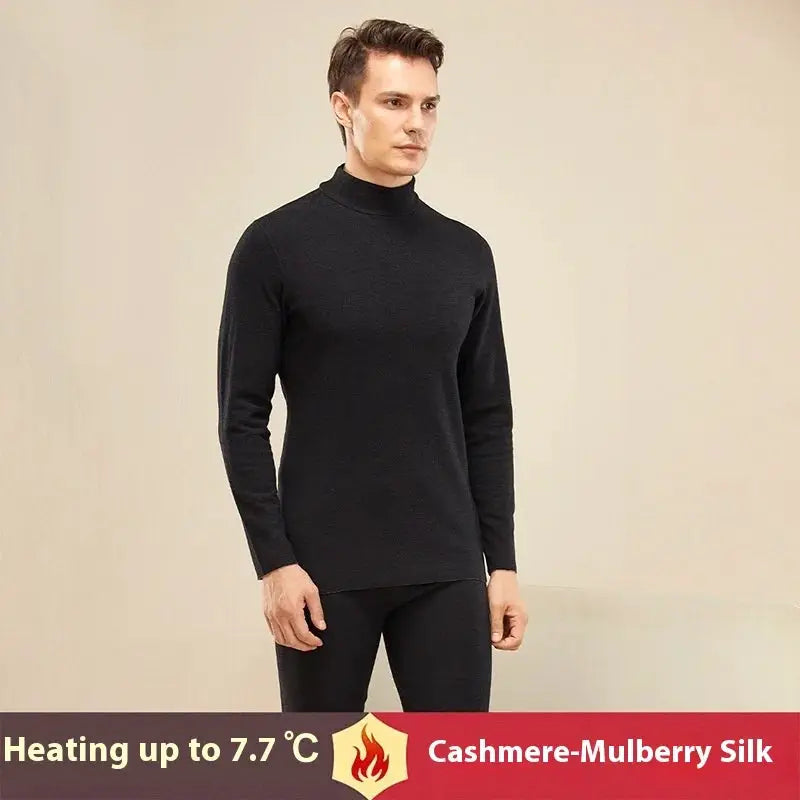 WarmWeave Cashmere Silk Thermal Underwear Set Unisex Padded Thickened Winter Warmth For Autumn And Winter Couples