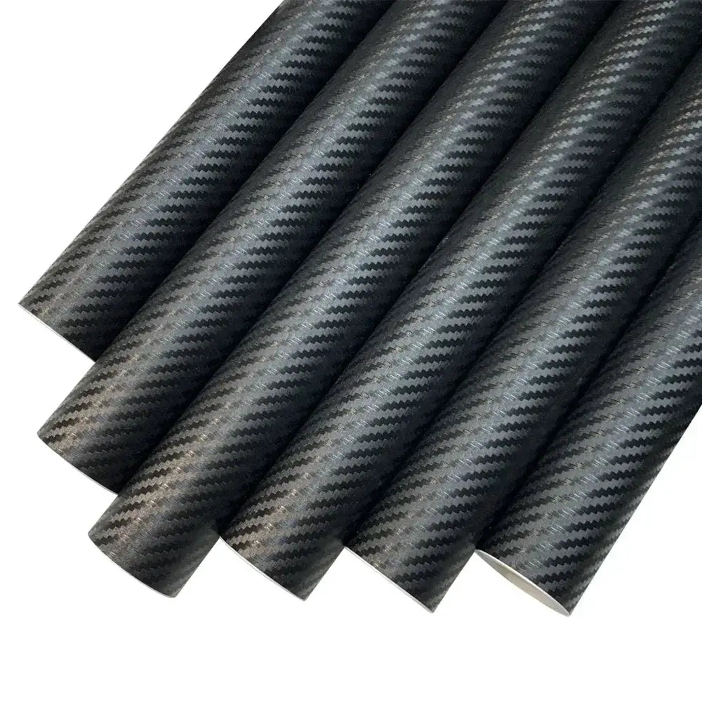 Carbon fiber wrap rolls in glossy matte black waterproof vinyl for cars and motorcycles, six rolls