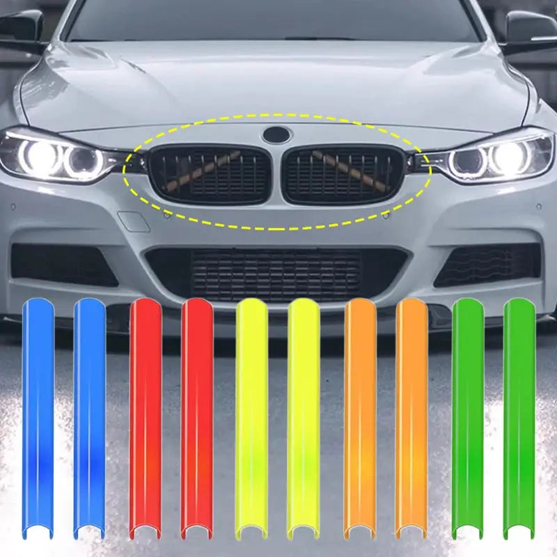 Simples Market BMW front grille trim strips pair for F30–F36 and F20–F23, sport styling decoration