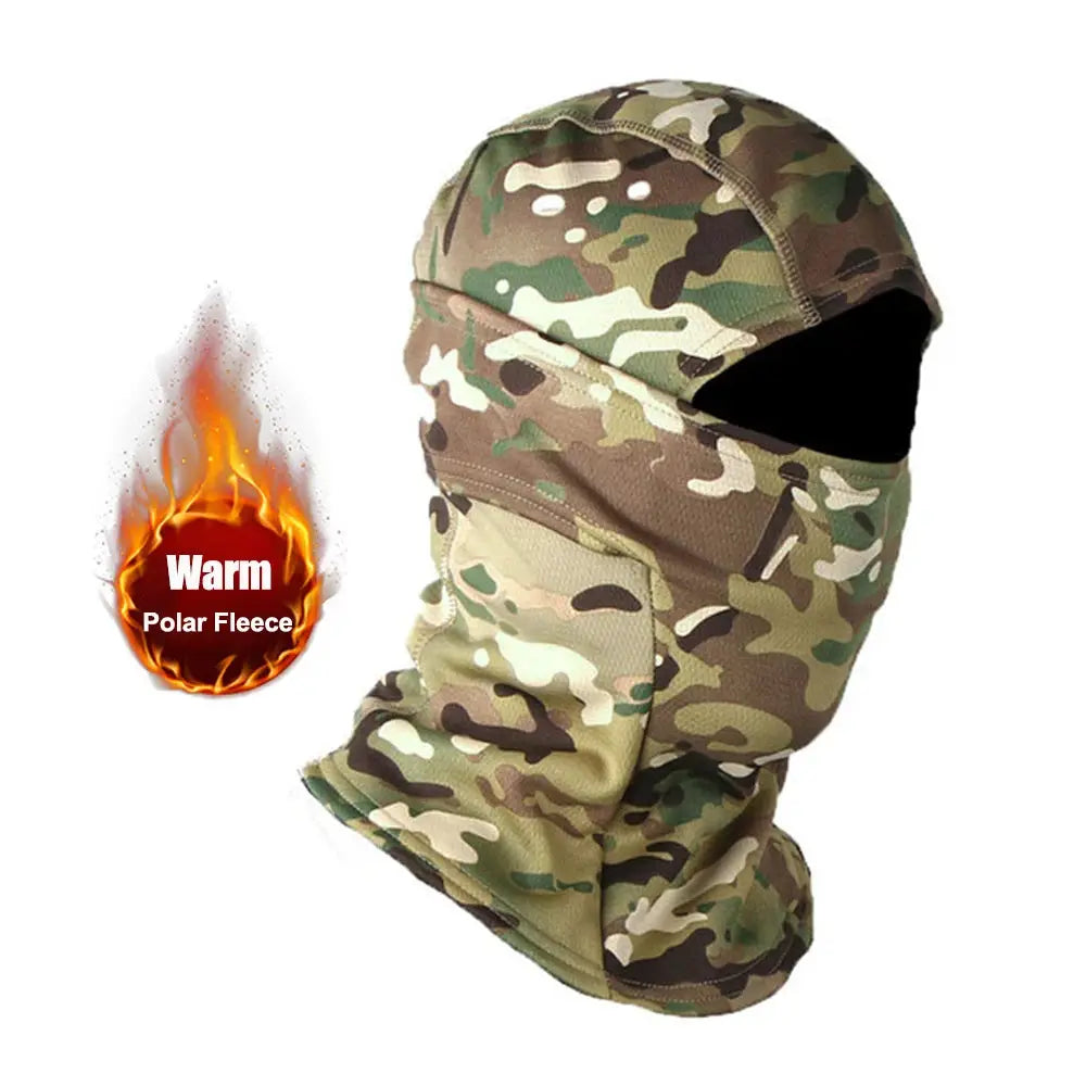 Camouflage balaclava full-face mask, warm polar fleece for winter outdoor use