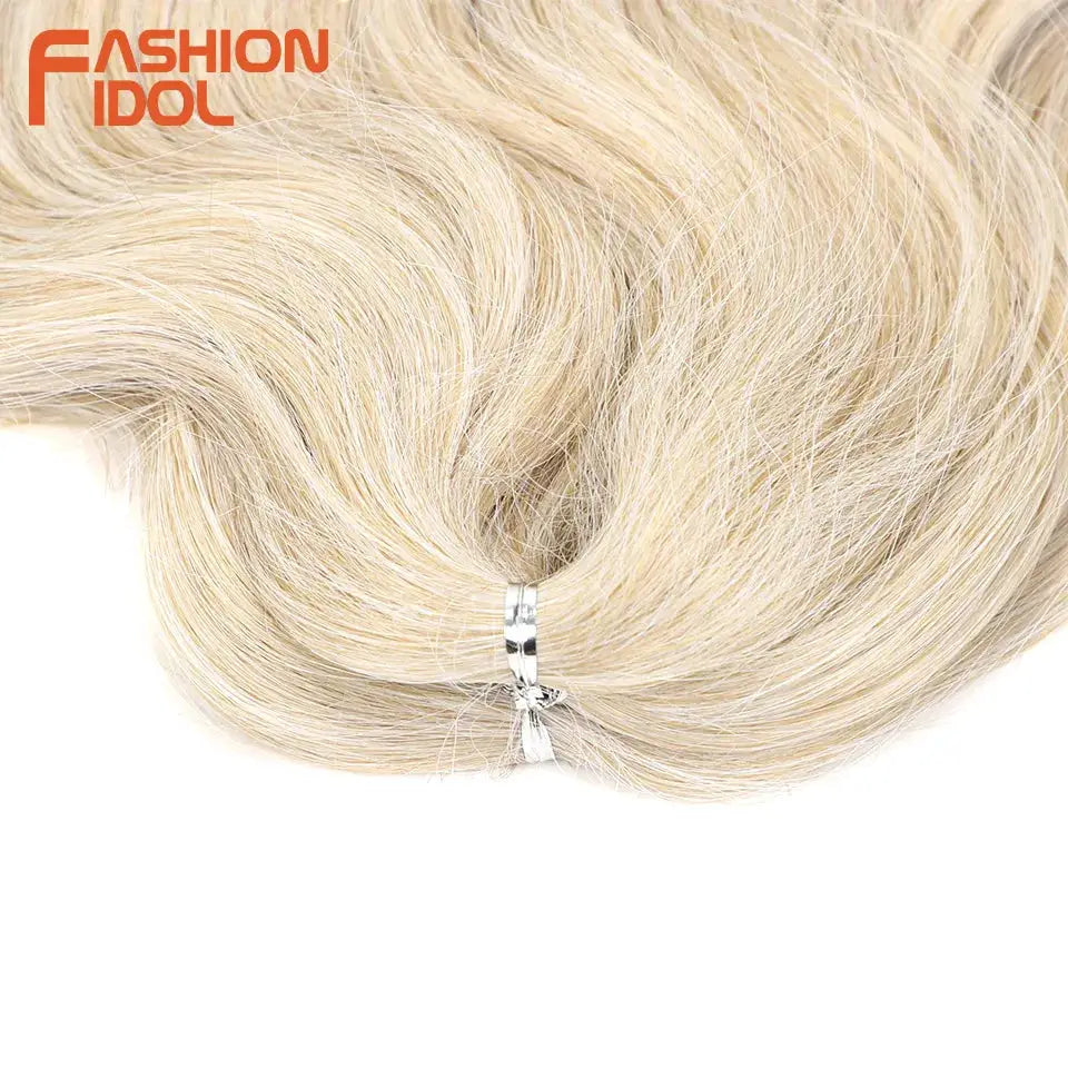 Fashion Idol Soft Body Wave Crochet Hair 24in, 3pcs blonde ombre synthetic extensions