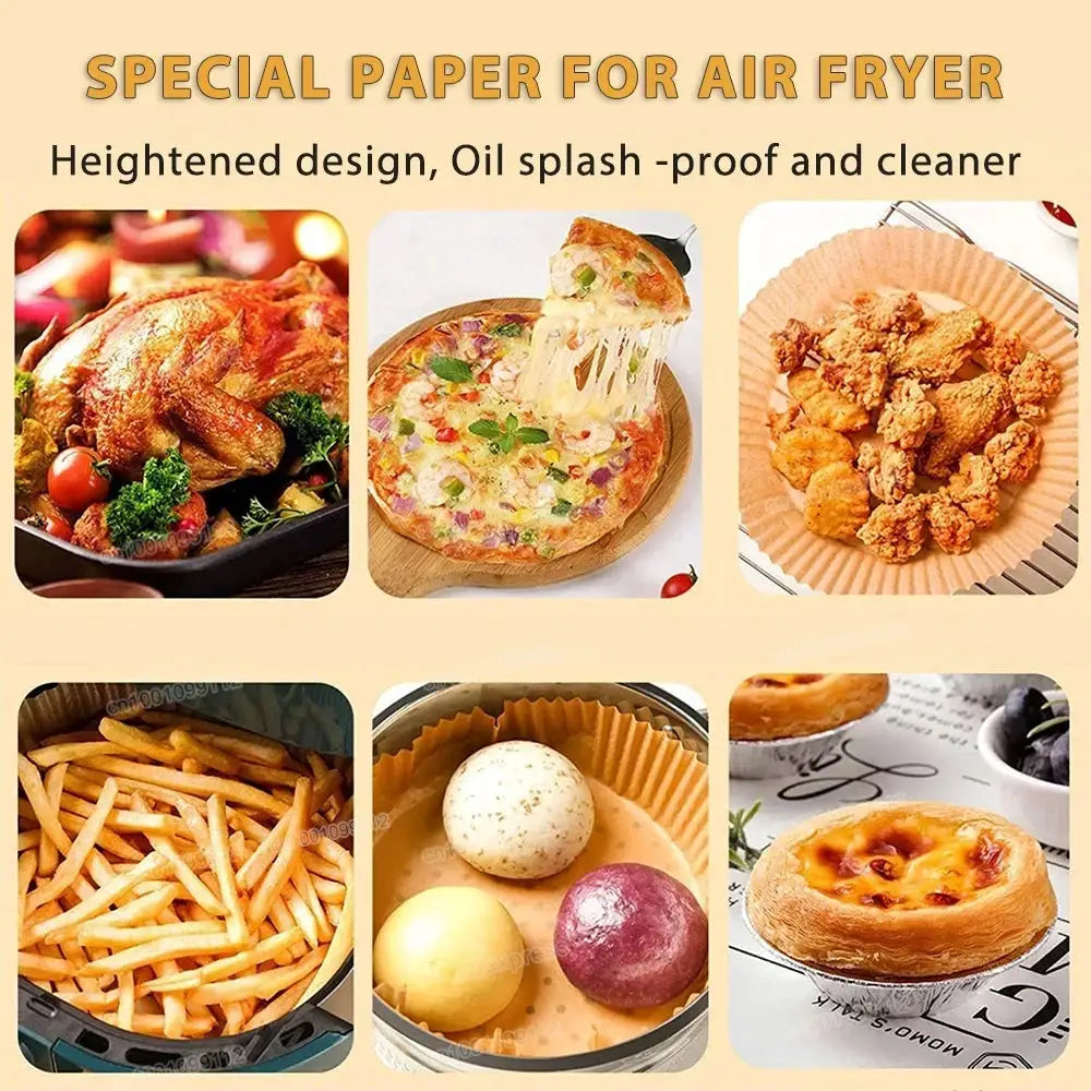 50 100 Pcs Air Fryer Disposable Paper Nonstick Round Baking Papers Air Fryer Paper Liners Kitchen Accessories