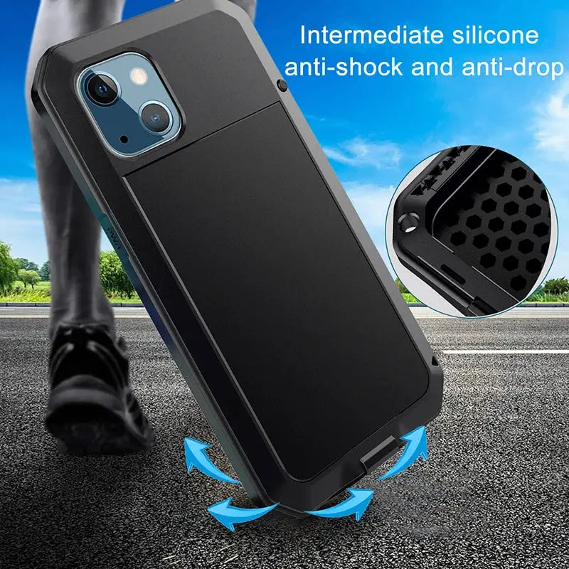 ShieldGuard IP54 Waterproof Heavy Duty Aluminum Case For iPhone 11 Through 17 Series With Gorilla Glass Cover