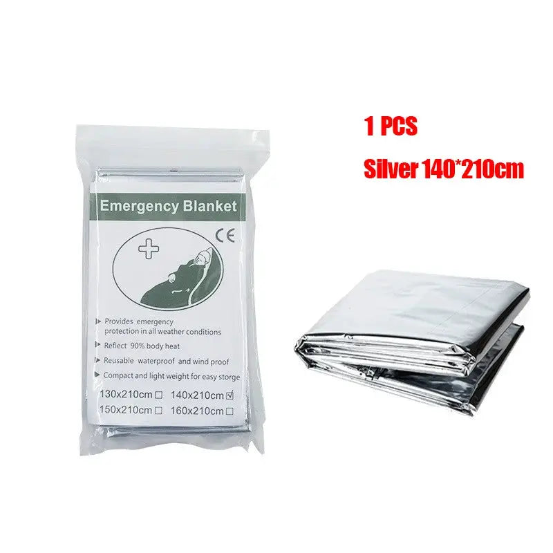 Emergency Thermal Poncho Blanket Lightweight Folding Weatherproof First Aid Camping Mat Cover Sunshade Water Resistant