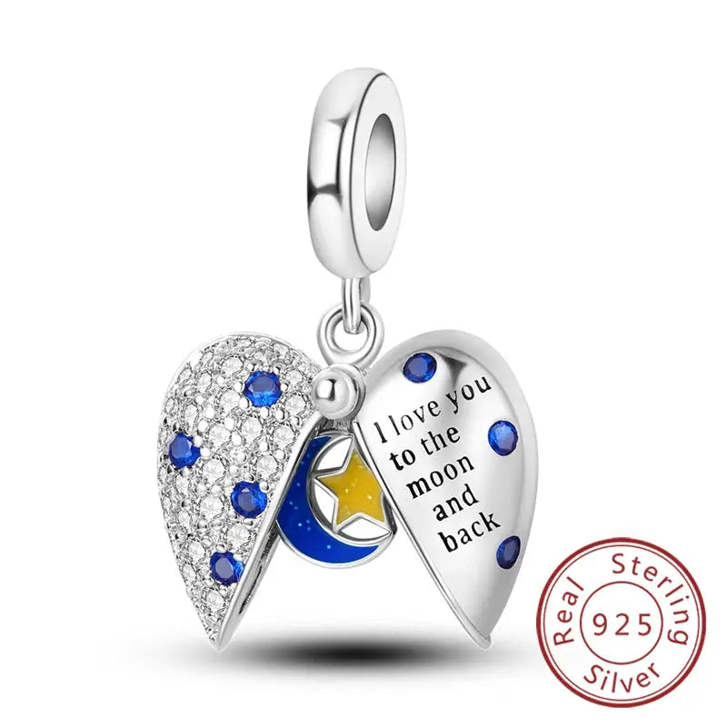 925 Sterling Silver Charms Beads Forever Love Heart Dangle For Bracelet Women Jewelry Gift Sister Family Life