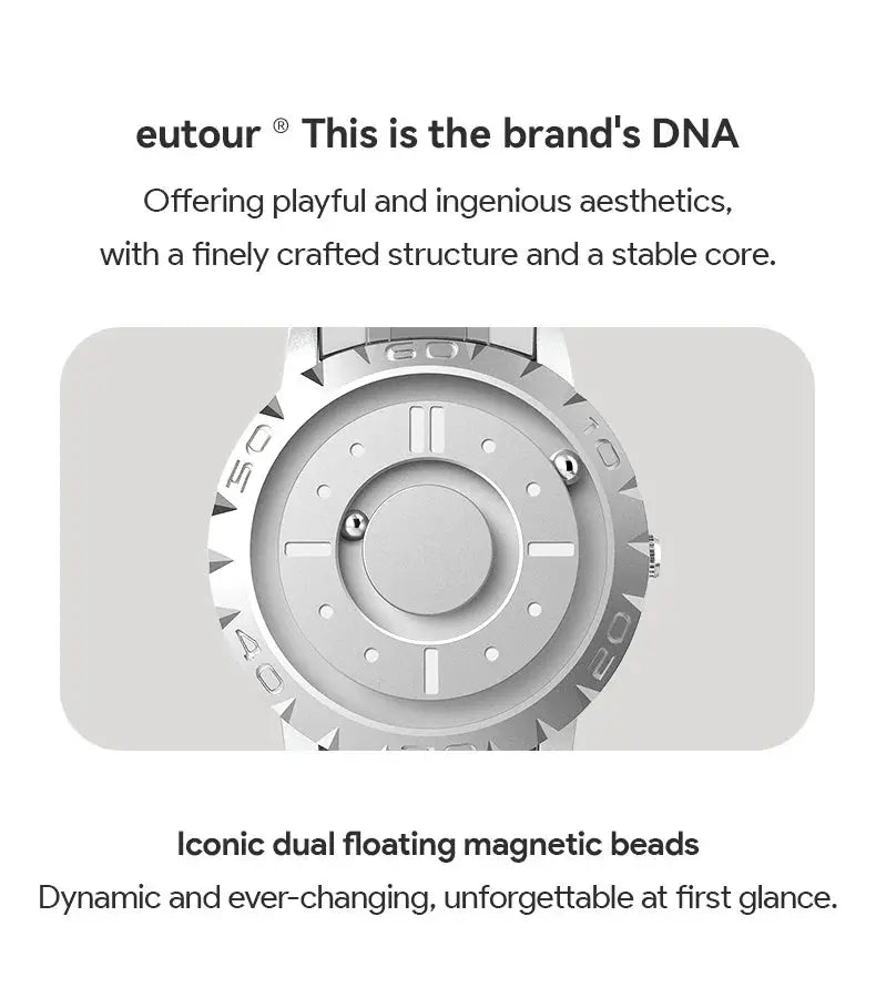EUTOUR men's magnetic quartz watch with stainless steel bracelet, waterproof, Simples Market brand