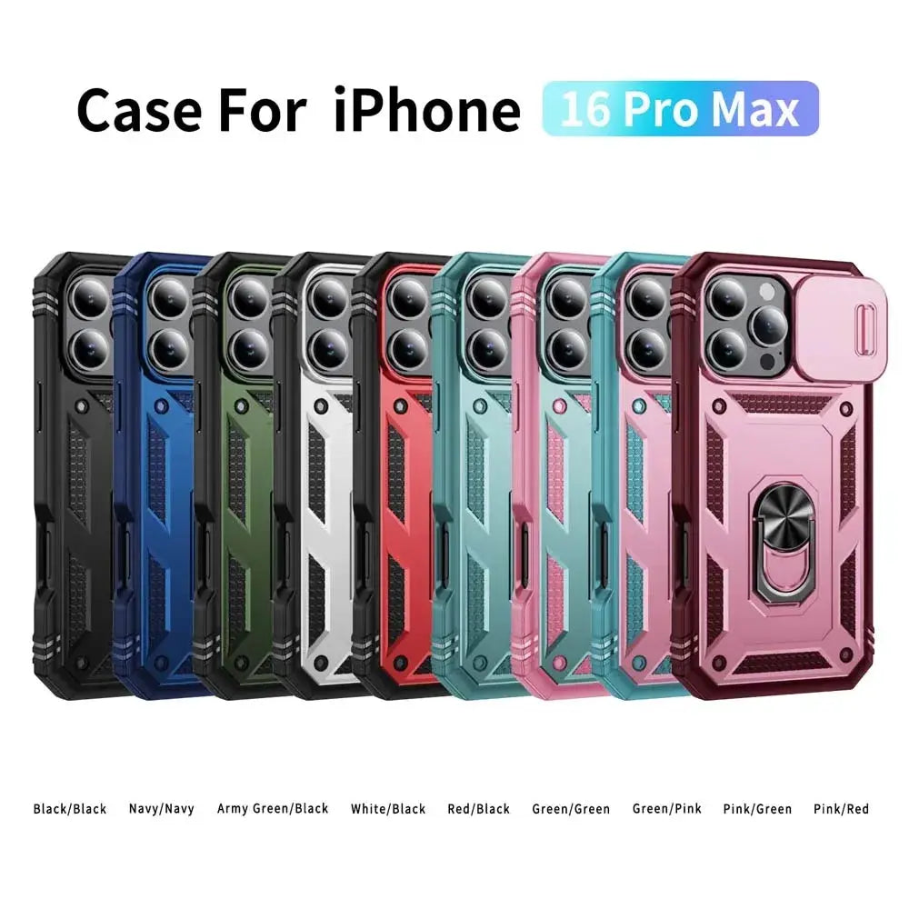 Simples Market 360 full-body rugged case for iPhone 16 Pro Max with ring stand in multiple color variants
