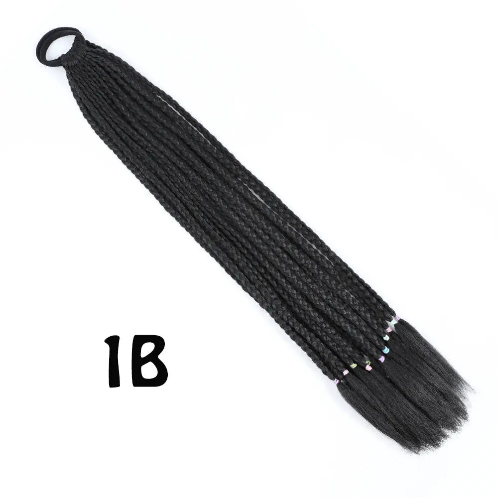 Ponytail braid extension, black synthetic, 24 inch length