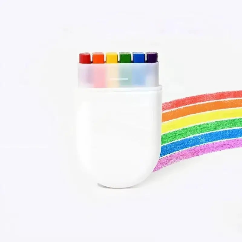 6-color rainbow crayon paint sticks in a white case, Simples Market
