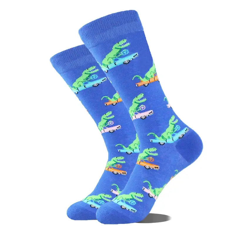 Cotton Happy Funny Socks For Men Women Unisex Crew Socks Alien Planet Shark Dinosaur Novelty Design