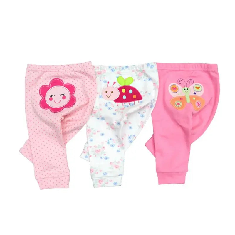 Kiddiezoom 3 Piece Baby Pants Set Cartoon Pattern 100 Percent Cotton Soft Comfortable Trousers For Boys And Girls