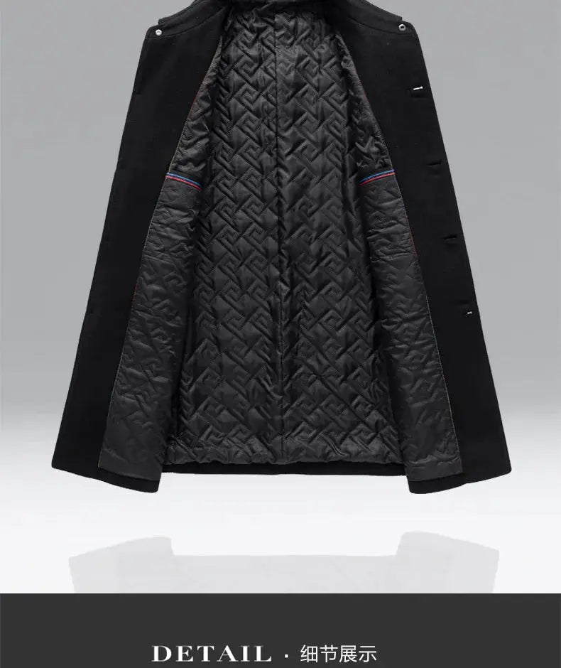 Men's black wool-blend trench coat with quilted lining, Simples Market