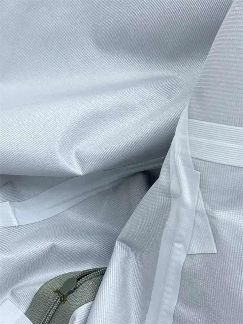 Outdoors jacket by Simples Market; light gray windproof soft-shell with front zipper.