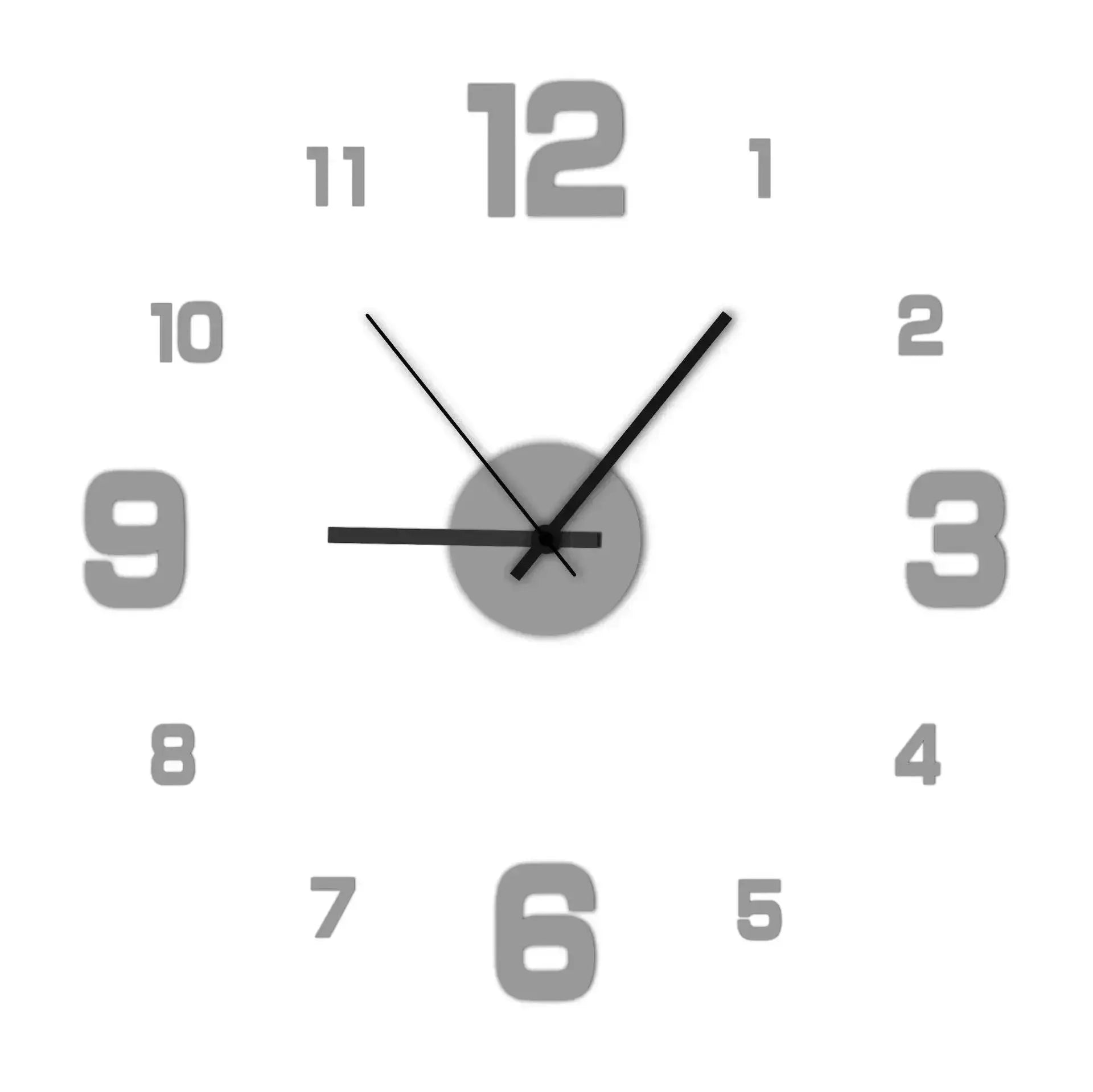 Analog wall clock with large gray numerals on white face and black hands.